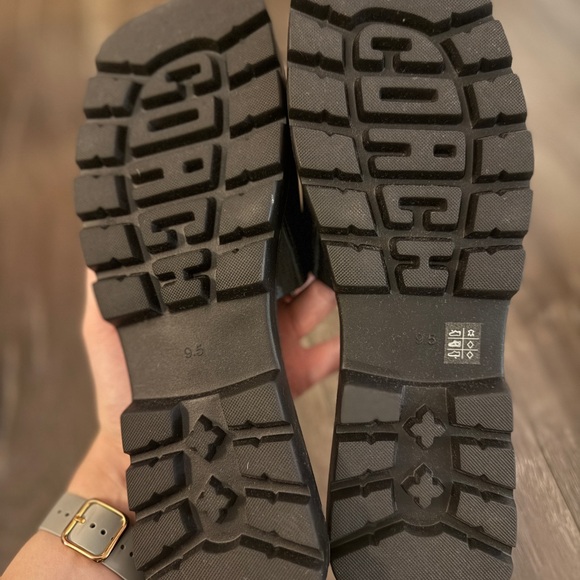 Coach Square Toe Black Leather Slides - Picture 3 of 3